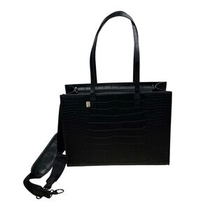 BEIS The Work Tote in Black Croc, Black Croc